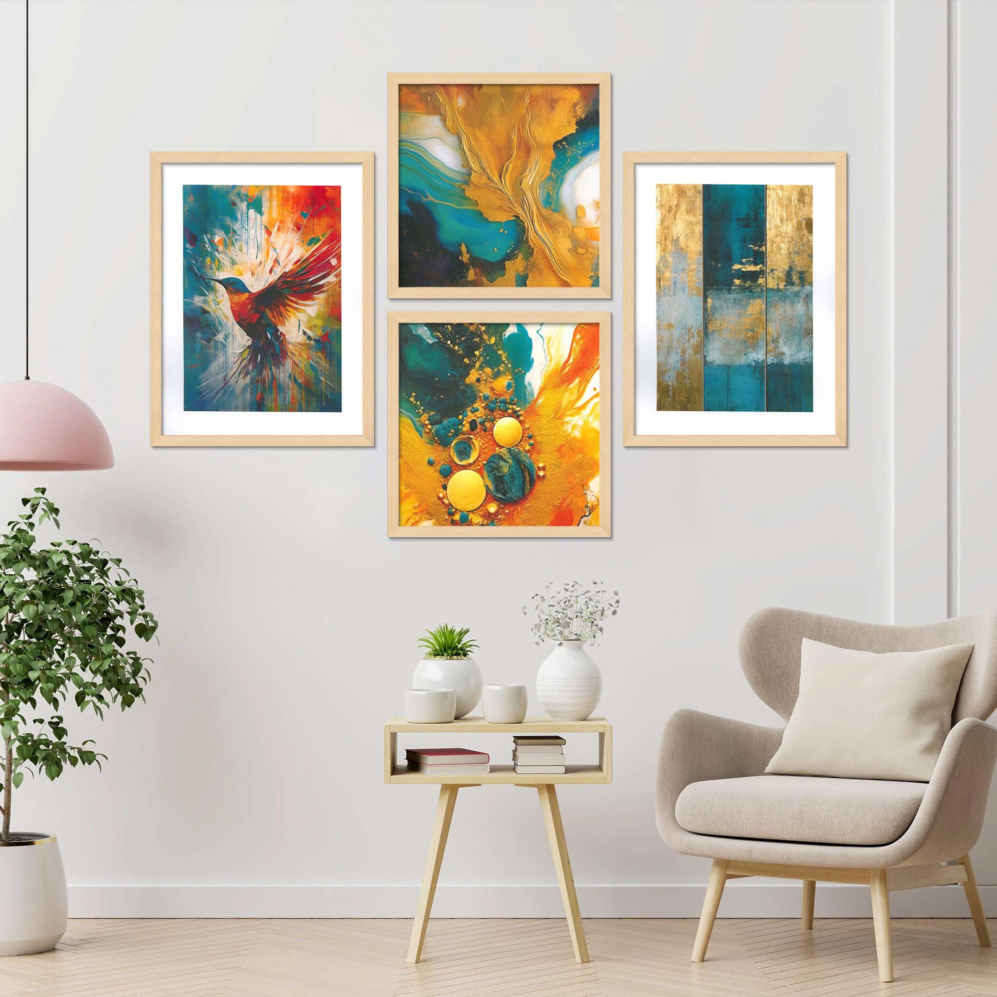 SET OF 4 DIGITAL WALL PAINTING